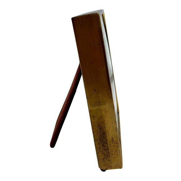 Art Deco Gold-Tone Metal Frame Shadow Box Red Back Easel Stand 50s Couple - Picture 3 of 9